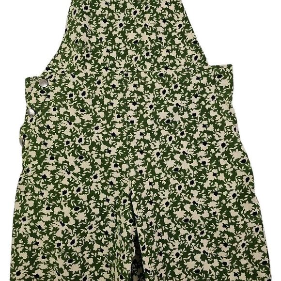 ZARA ~Woman Size S~ Green Floral Print Bib Jumpsuit Romper Cotton. - Picture 5 of 13